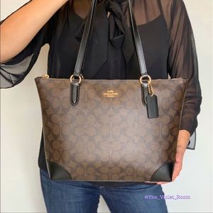 ▪️COACH▪️Small ZipTop Signature Coated Canvas Tote